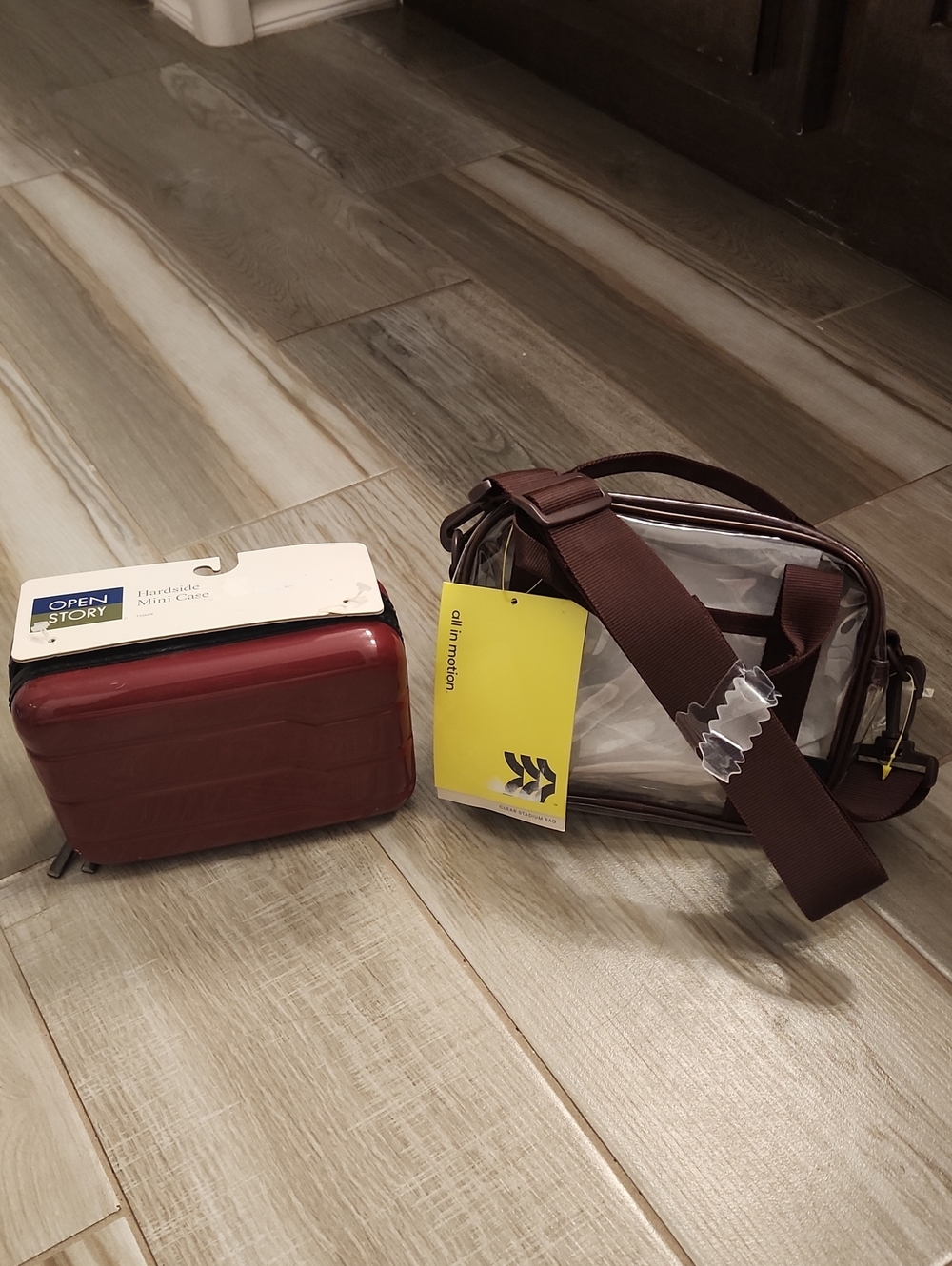NWT All In Motion Clear Stadium Bag & Hardside Mini Case Bundle